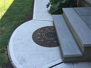 round concrete walkway walk side walk curved cement bluestone steps stoop